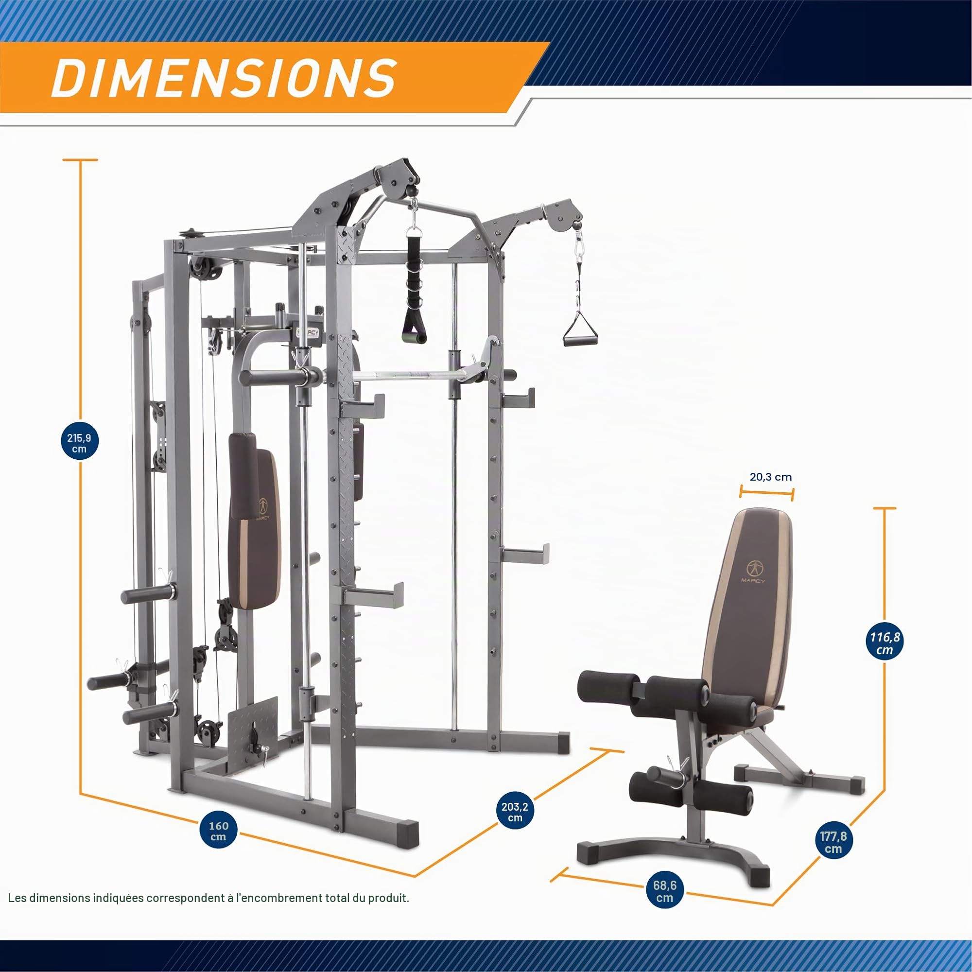 Marcy Cage Smith SM-4008 - Poids Maximum utilisateur 136kg - 2 Versions