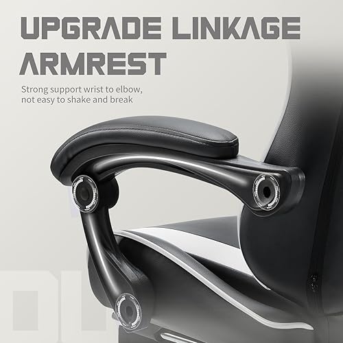 Miniatura 5 de DUMOS Silla ergonómica de escritorio de oficina para juegos con reposapiés, silla giratoria de 360 de altura ajustable para videojuegos con