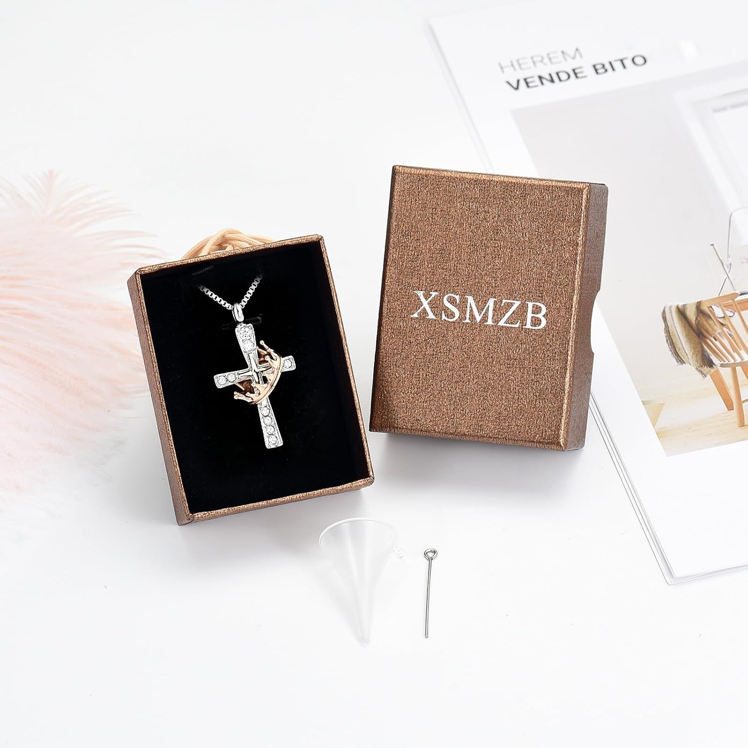 XSMZB Crown Cross Urn Necklace for Ashes for Women Men Cremation Jewelry Memorial Urn Locket Ashes Holder Keepsake Pendant - Image 7