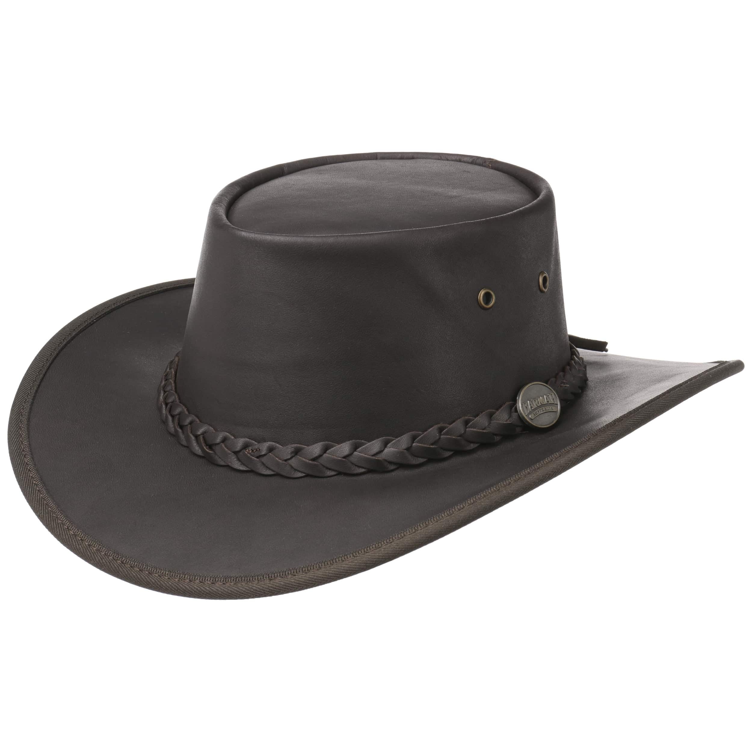 Barmah Sombrero Piel Squashy Outback Hombre - Made in Australia de Stockman con Banda Piel, Ribete Verano/Invierno Primavera Verano Otoño Invierno
