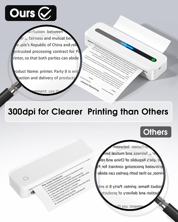 Itari M832-A4 Mobile Portable Printer 300 DPI Upgraded Copier Home Portable Printer Thermal Transfer Home and Office Printer Copier Supports Thermal Paper 8.26x11.69 A4 Bluetooth Connection