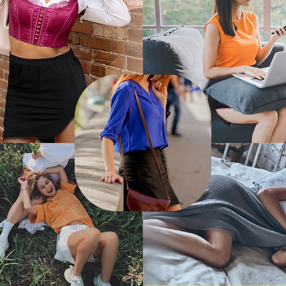 Subuteay Womens Half Slips Underskirt Dress with Side Slit Mini Skirts - Image 5