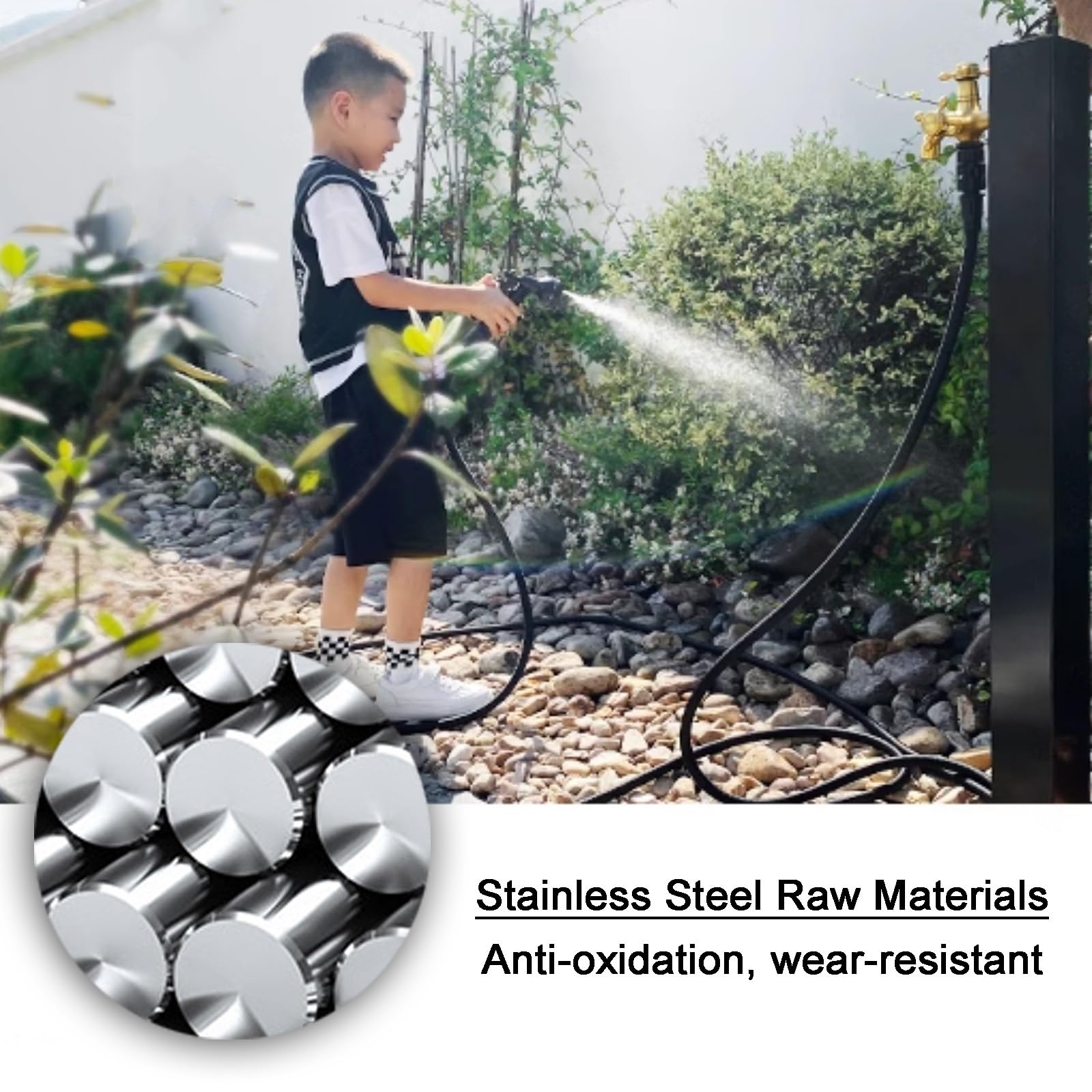 Colonna d'acqua da giardino in acciaio 304 inless con rubinetto, soluzione per irrigazione e pulizia efficienti, perfetta per la manutenzione esterna