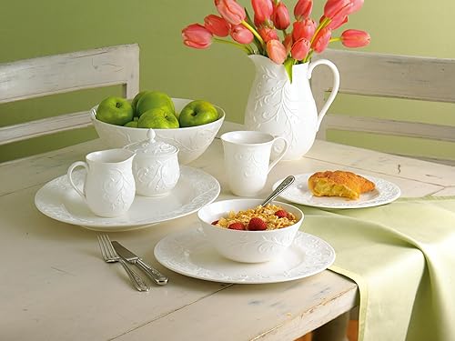 Miniatura 9 de Lenox Opal Innocence, charola sopera tallada, cubierta con cucharón, 1014pulgadas, Bol para servir grande, Blanco