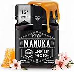 Kiva Raw Manuka Chérie - Certifié UMF 15+, MGO 514+ 100% Véritable Nouvelle-Zélande, Non-OGM, Traçable (8.8oz/250g bouteille)