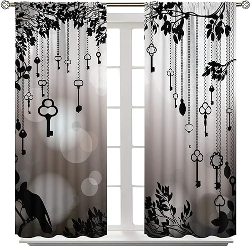 Miniatura 3 de Cortinas góticas de cuervo, pájaros negros, decoración de cuervo, tratamiento de ventana para sala de estar, cuervo negro oscuro alas de suspenso, 2