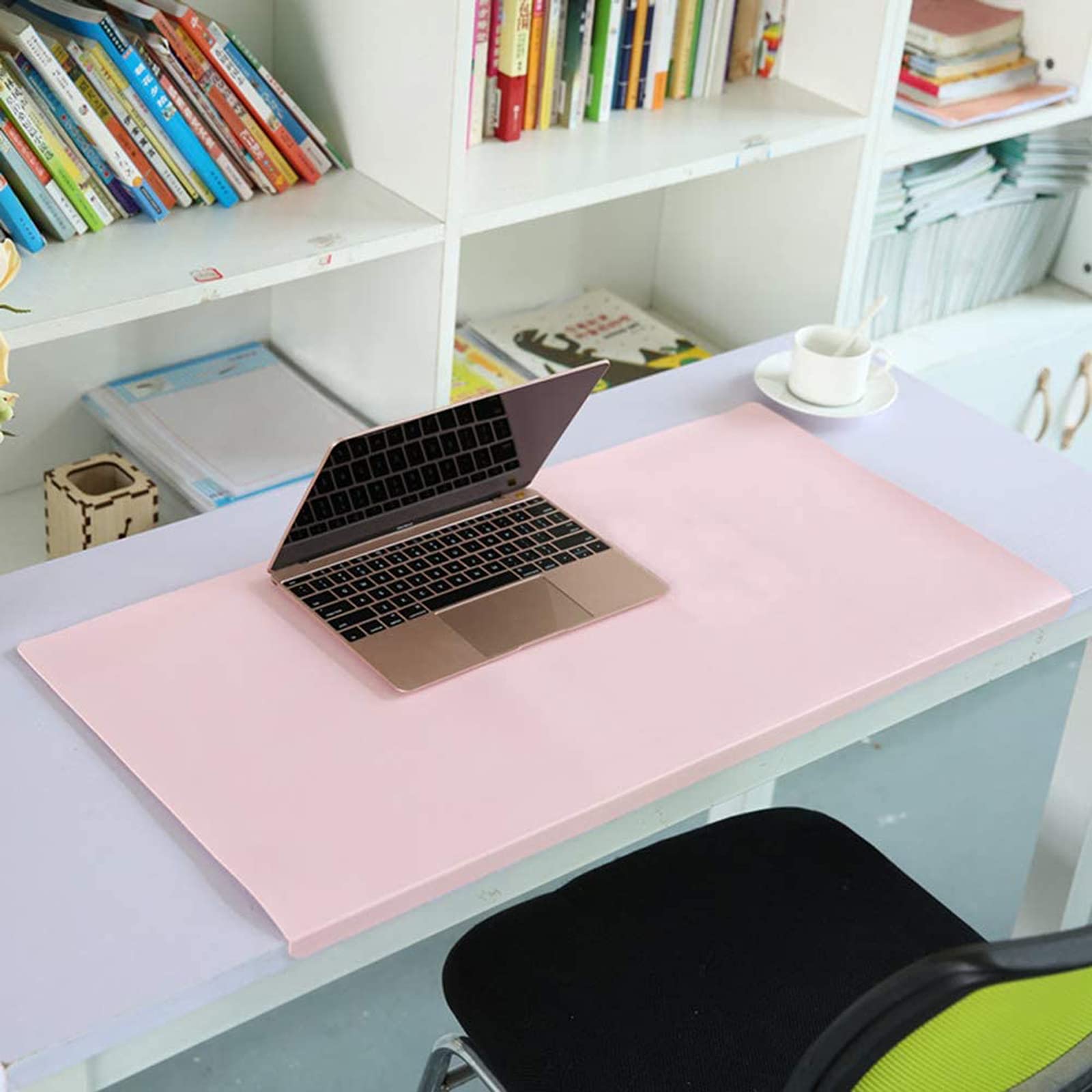 Tappetino da scrivania in pelle PU antiscivolo per la casa, impermeabile, superficie liscia, tappetino per computer portatile, con protezione per bordi, per ufficio, colore: rosa, 50 x 100 cm
