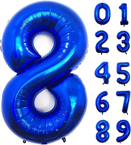 Miniatura 9 de Lovoir Globo azul marino de 40 pulgadas con el número 2 de gran tamaño de papel de aluminio de Mylar de dígitos gigantes, globos de helio azul