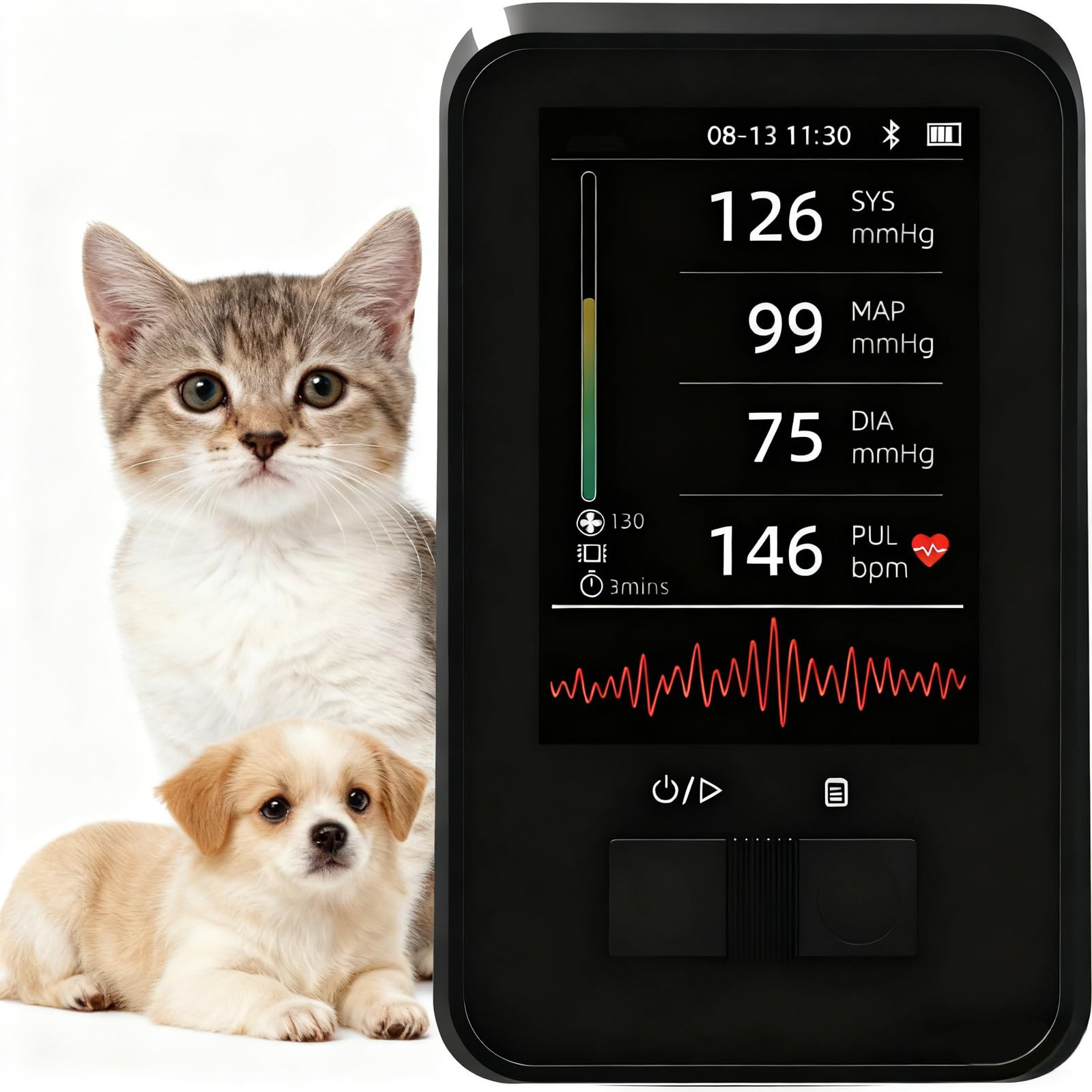 Monitor De Presión Arterial Veterinario, Esfigmomanómetro Digital Con 3 Puños, 1000 Juegos De Memoria De Datos, Cuidado De Mascotas, Perros/gatos/animales, Para Clínicas Veterinarias, Uso Doméstico