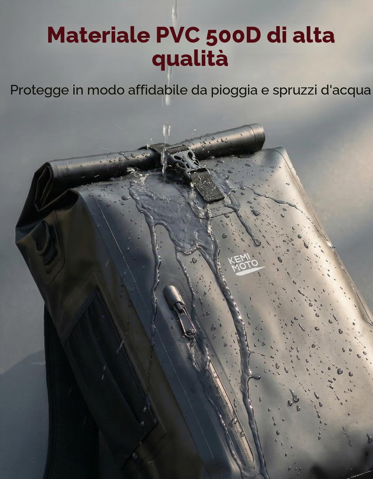 KEMIMOTO Borsa da Bicicletta Impermeabile 27 L, Borsa da Portapacchi Posteriore con Scomparto per Laptop, Zaino 3 in 1 Multifunzionale, Utilizzabile come Zaino, Borsa a Tracolla o con Maniglia