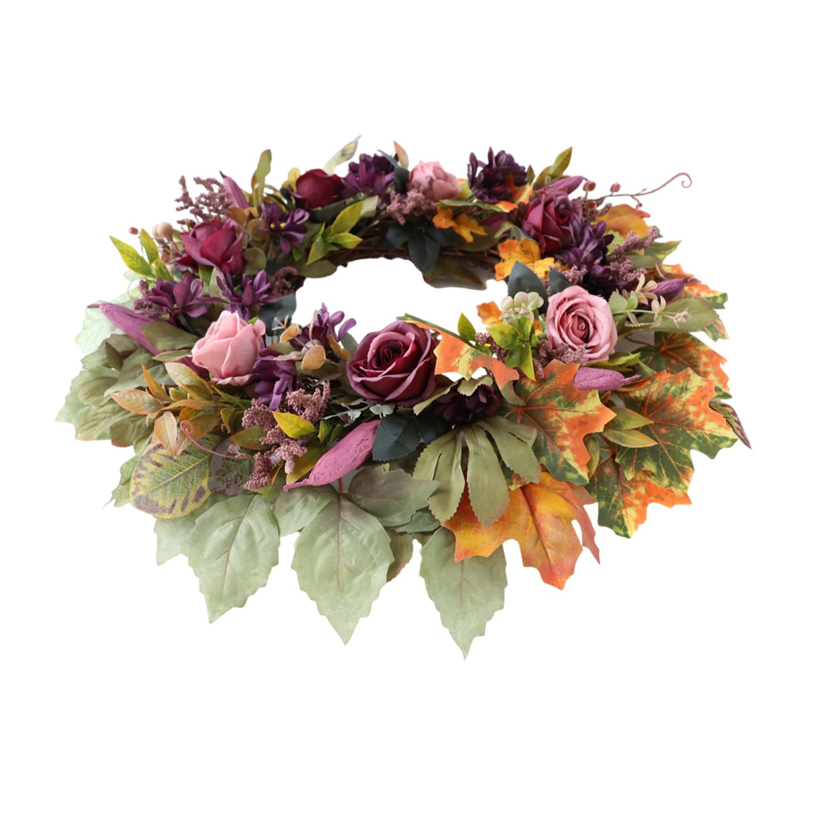Jazuaiao Artificial Rose Flower with Leaves Wedding Wreath Decoration for Front Door Window Hallway Farmhouses Home Decoration Kitchen Wreath
