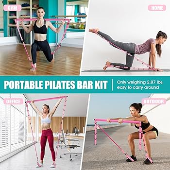 Pilates Bar Kit With Resistance Bands, Pilates Workout Equipment For Legs, Hip, Waist, Arm, Squats Exercise Equipment For Home Workouts, Adjustable 3-Section Pilates Bar Kit For Women & Men Pilates Bar Kit With Resistance Bands, Pilates Workout Equipment For Legs, Hip, Waist, Arm, Squats Exercise Equipment For Home Workouts, Adjustable 3-Section Pilates Bar Kit For Women & Men