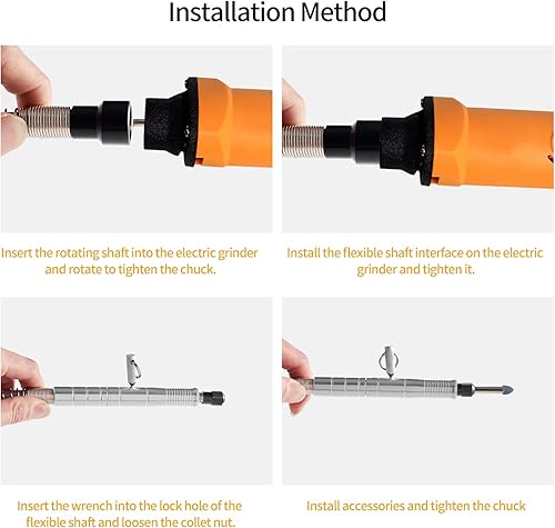 Miniatura 5 de Baowox Accesorio adaptador de eje flexible, portabrocas de extensión de taladro flexible de 18 pies y herramienta de amoladora giratoria compatible
