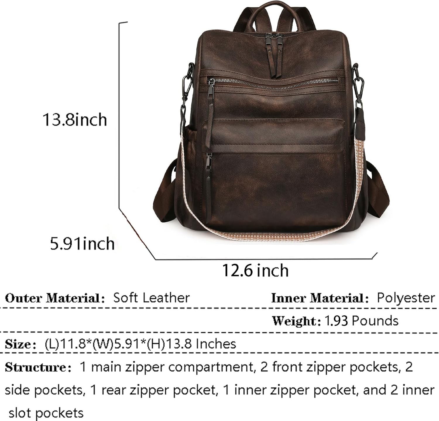 Fashion Backpack Purse for Women Leather medium Anti-theft Multipurpose PU Ladies Shoulder Travel bag Satchel Handbags