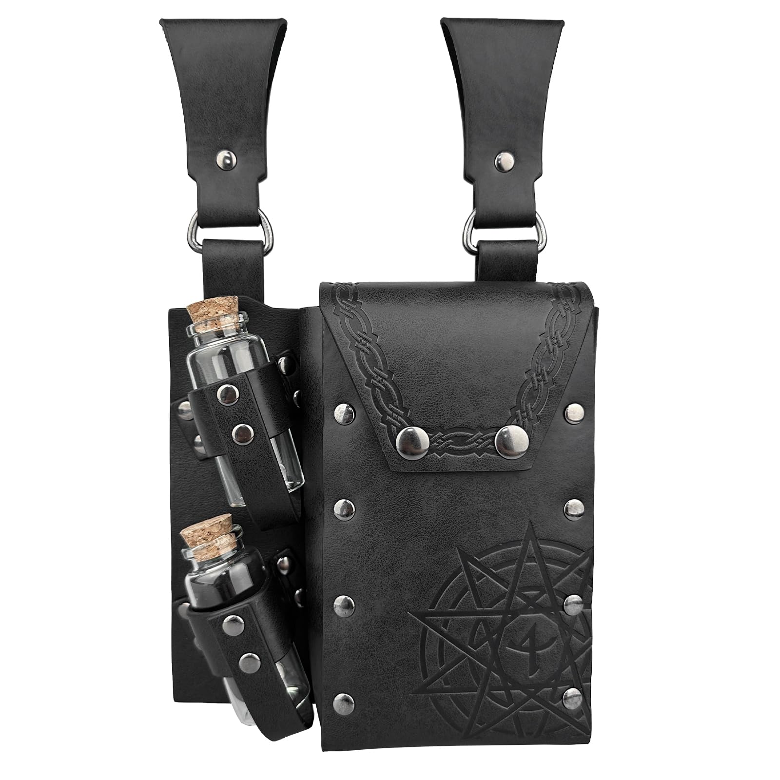 Medieval Alchemist Belt Pouch with Potion Vials, Faux Leather Waist Pack for Medieval Alchemy Belt Bag - Leather Pouch with Potion Vials  main image 4