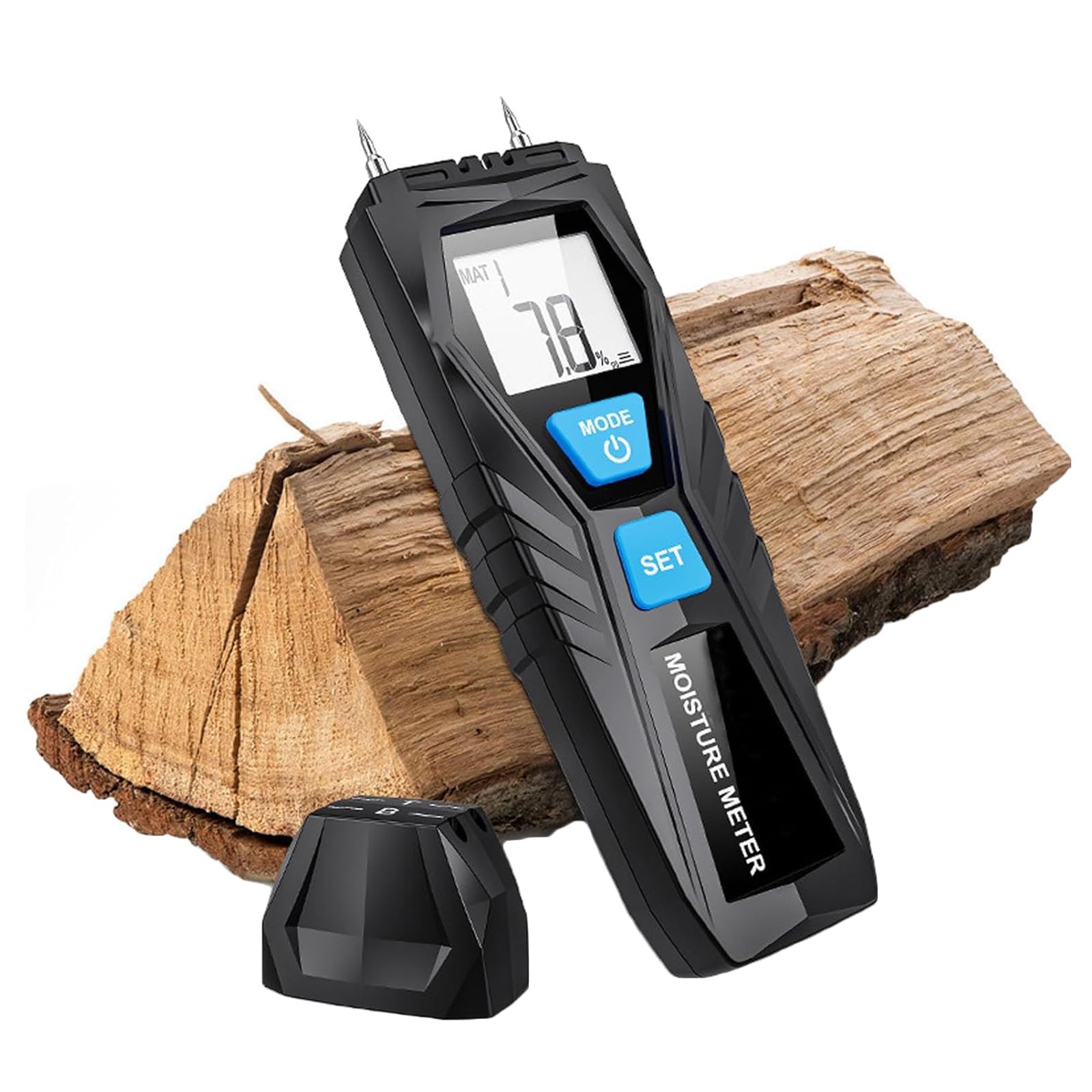 Miboce Lcd Wood Moisture Meter, Handheld Moisture Tester Detector, With High Sensitivity Probe, Measuring Range 1-75%, 0.5S Fast Measurement, Reference Point Detection, For Logs, Concrete, Ceiling