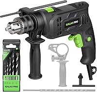 GALAXPRO 4.5A Corded Hammer Drill 3000RPM - 2-in-1 Hammer/Drill, 12 Variable Speeds, 1/2" Metal Chuck, 360° Handle, 5 Bits