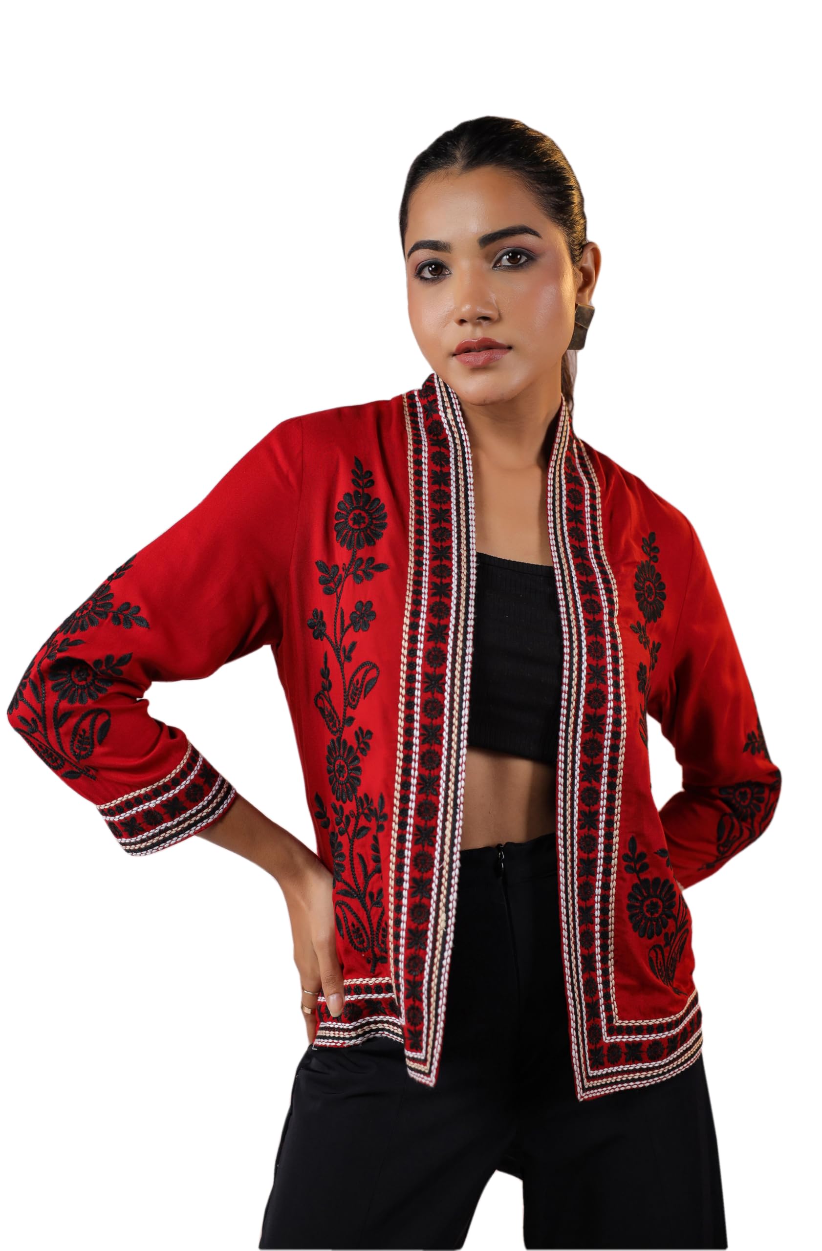 janasya Women's Rayon Floral Embroidered Jacket-picture-18