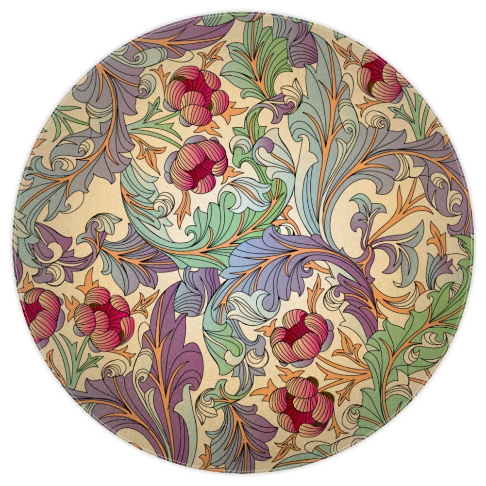 Tapis rond floral vintage 160cm : élégance antidérapante pour votre salon