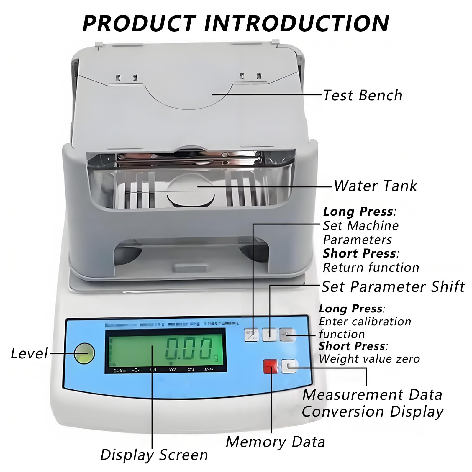 Digitales Dichtemessgerät für den industriellen Einsatz, 300 g / 600 g Kapazität, genaues Densimeter für Maschinenfabriken & F&E-Labore, zuverlässiges Messinstrument