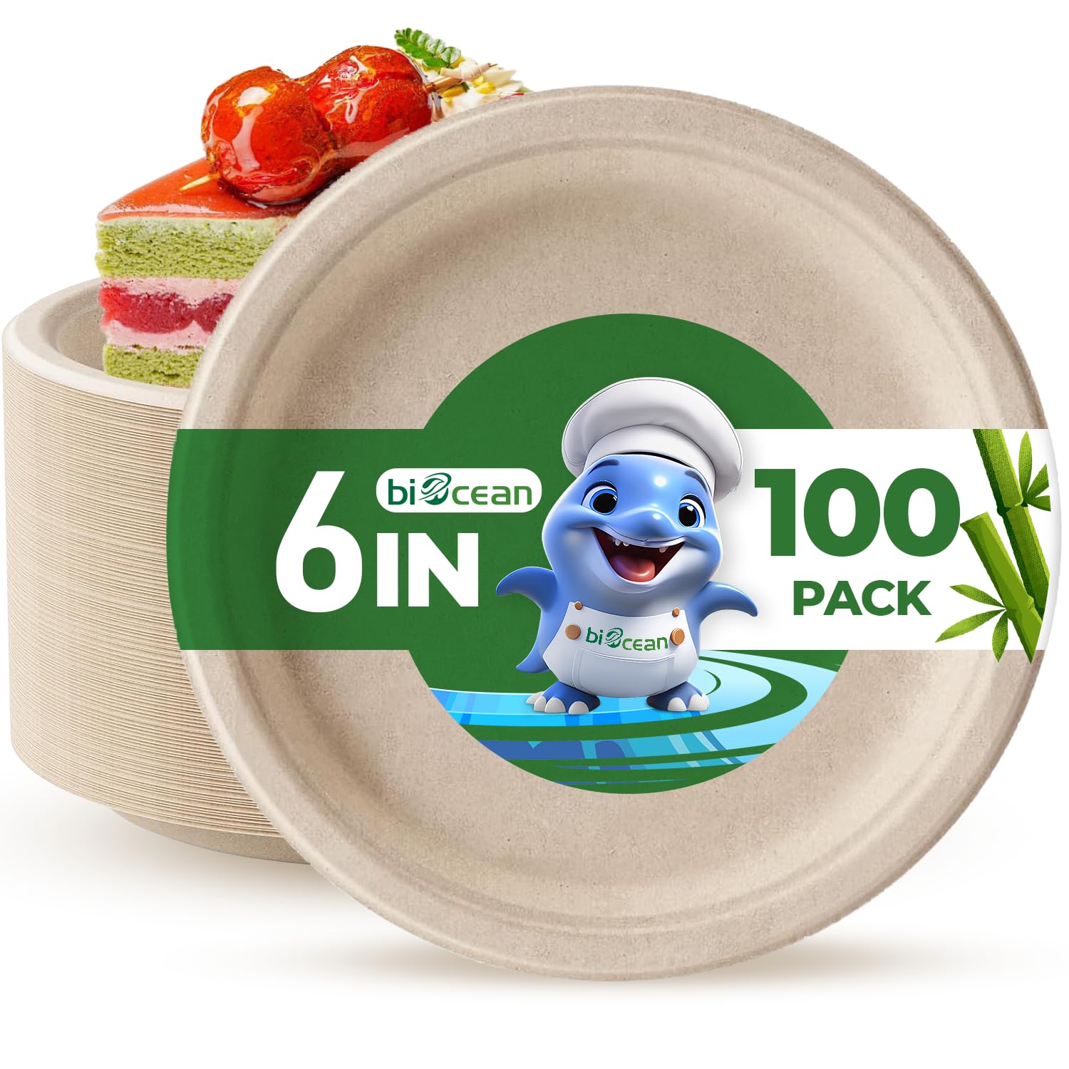 6 Inch Compostable Plates 100 Pack Heavy Duty Compostable Paper ...