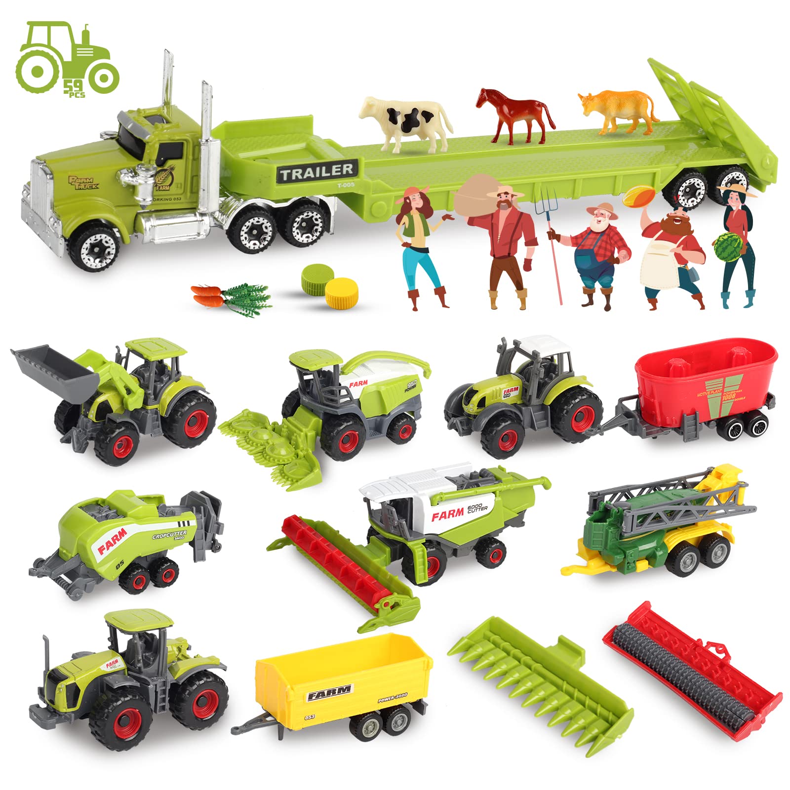 Buy Oriate Kid's Farm Toys Realistic Tractor Vehicle Playset, Diecast