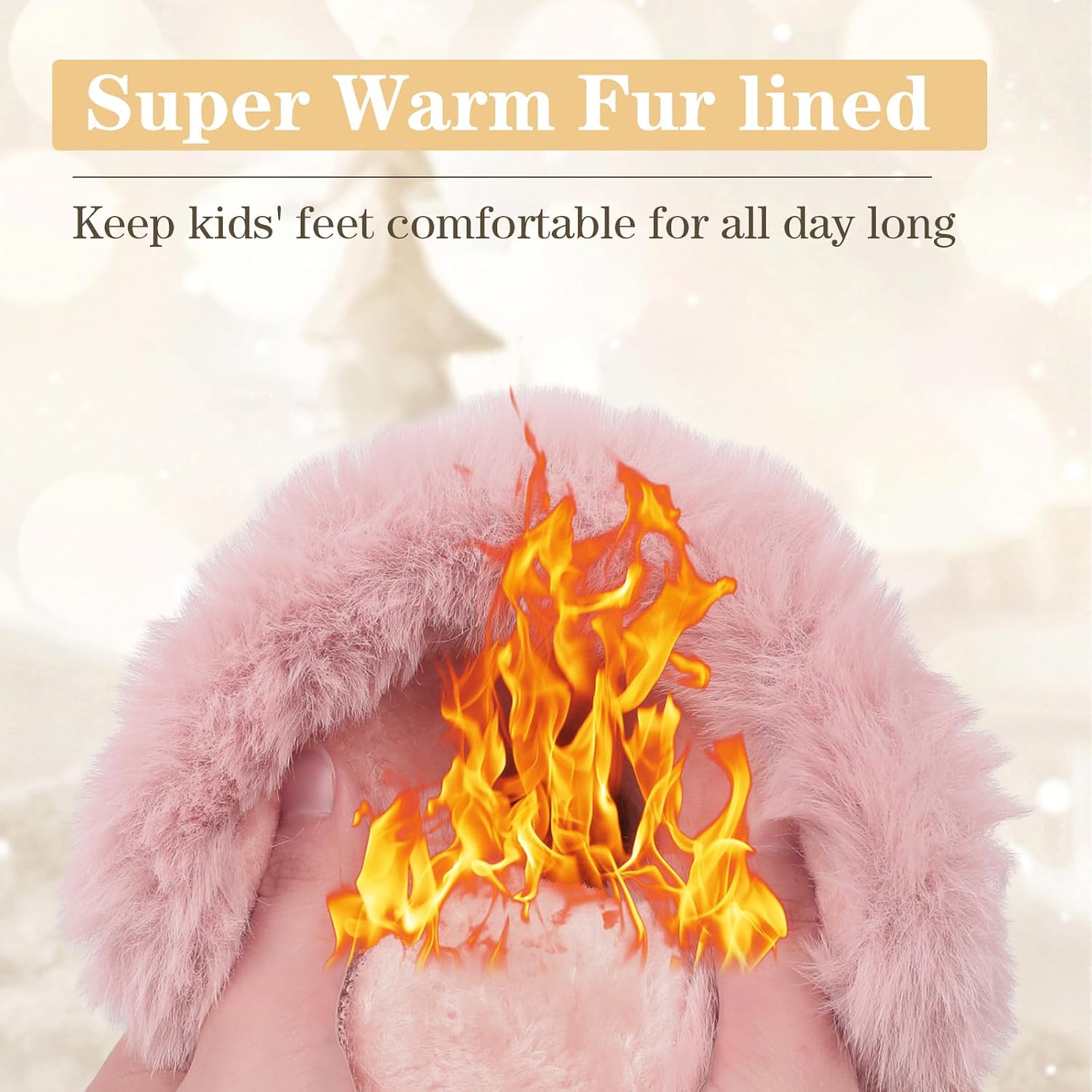FANTURE Toddler Winter Snow Boots with Zipper,Suede Upper