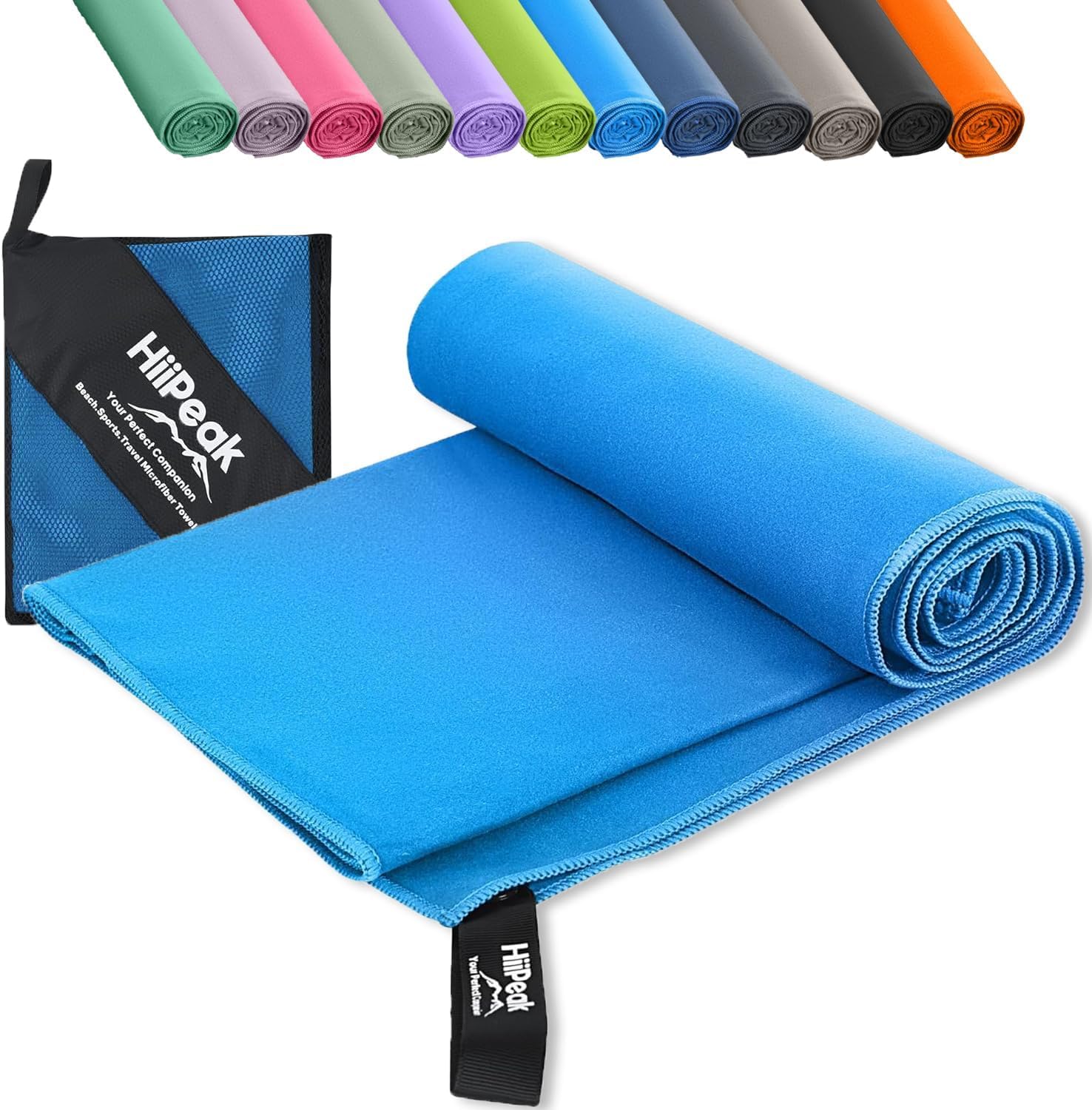 HiiPeak Microfibre Towel 【140cmx70cm】 Compact Camping Beach Towel travel towels - Quick Dry Lightweight Absorbent Sports Gym Swimming Hiking Drying Towel for Men,Women (Light Blue, L - 140cm x 70cm)