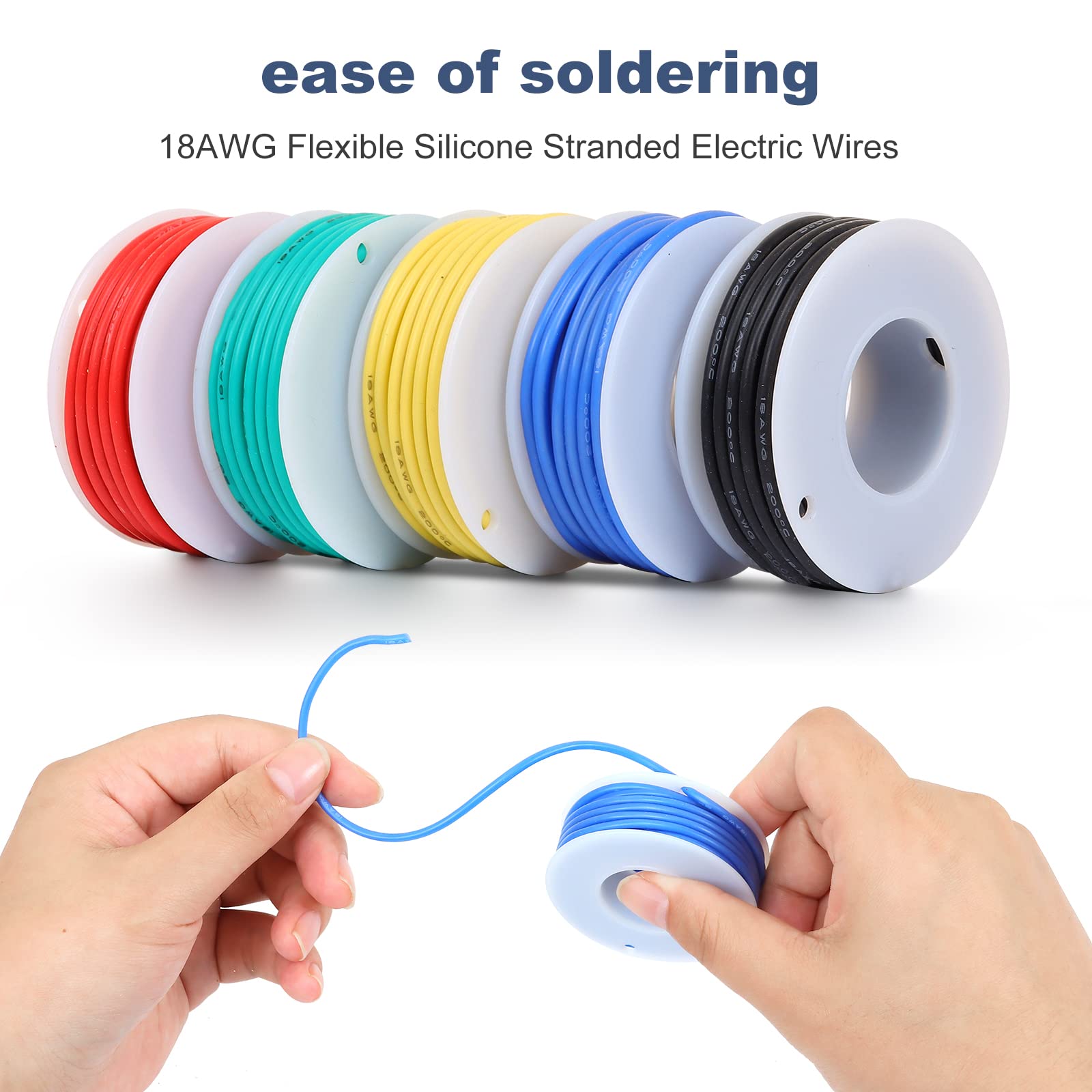 18 Filo Di Collegamento A Nucleo Solido Con Filo Calibro - 18 AWG Pre-stagnato, PVC (OD: 2,3 Mm) Filo Di Rame Rivestito 16ft / 5m Ciascuno (18 Awg - Foto 10