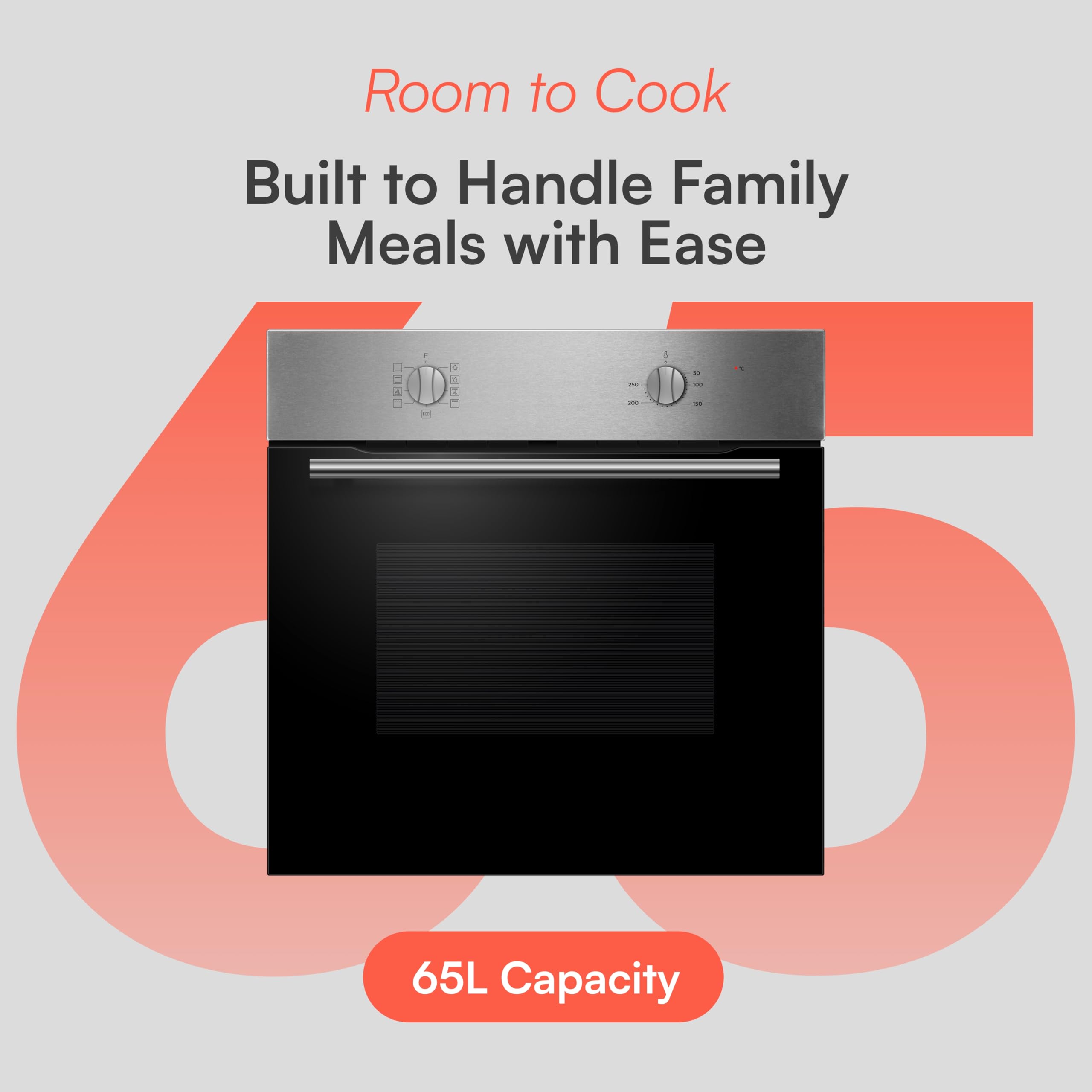 Cookology Built-in Electric Fan Oven in Stainless Steel - 65 Litre Capacity – Single Oven with Grill - Mechanical Controls - A Energy Rating – BOFA65SS — view 5