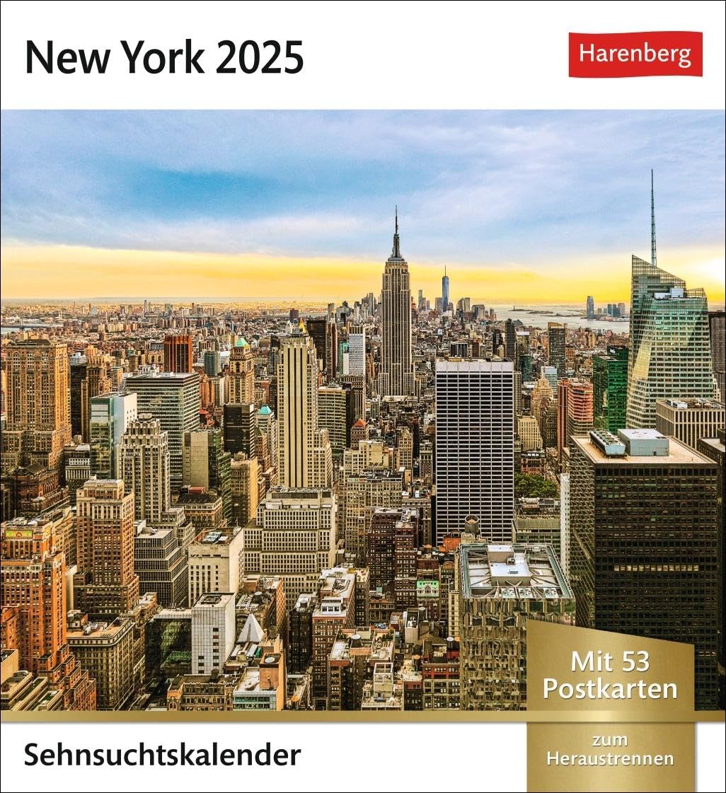 New York Sehnsuchtskalender 2025 - Wochenkalender mit 53 Postkarten: Der Big Apple in einem Foto-Kalender für den Tisch. Aufstellkalender mit 53 ... zum Aufhängen (Sehnsuchtskalender Harenberg)