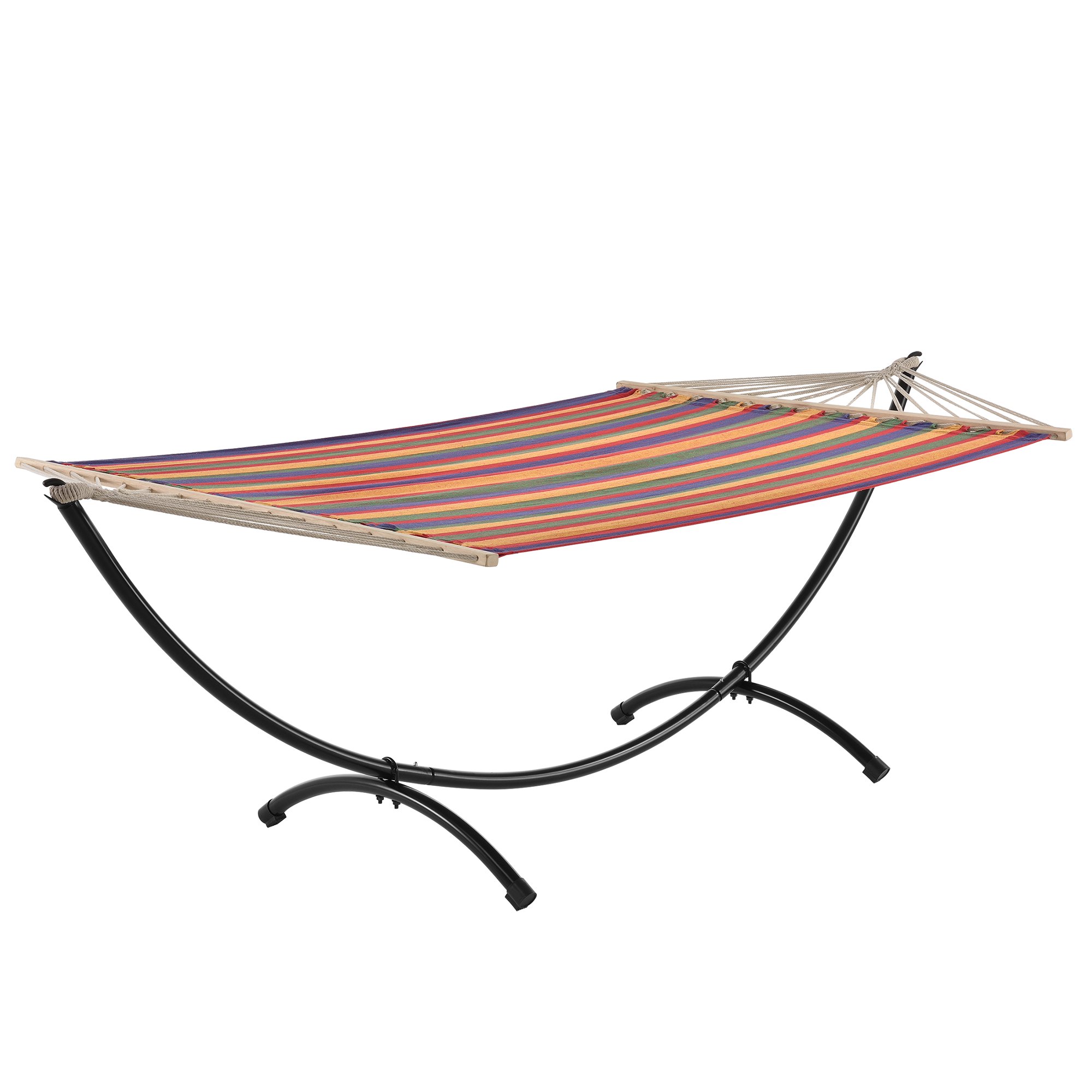 Amaca da Giardino con Struttura di Base, Lettino Sospeso con Tessuto Traspirante e Travi - Multicolore