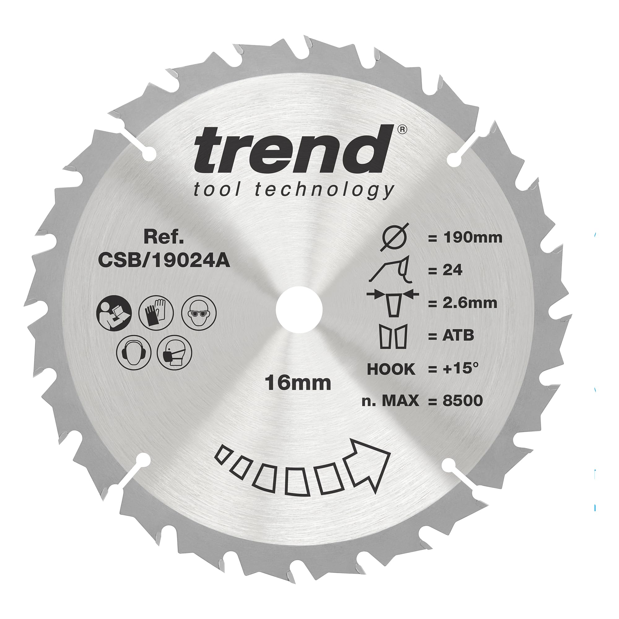 Trend Craft Saw Blade 190Mm X 24 Teeth X 16Mm Pk 1 Csb/19024A