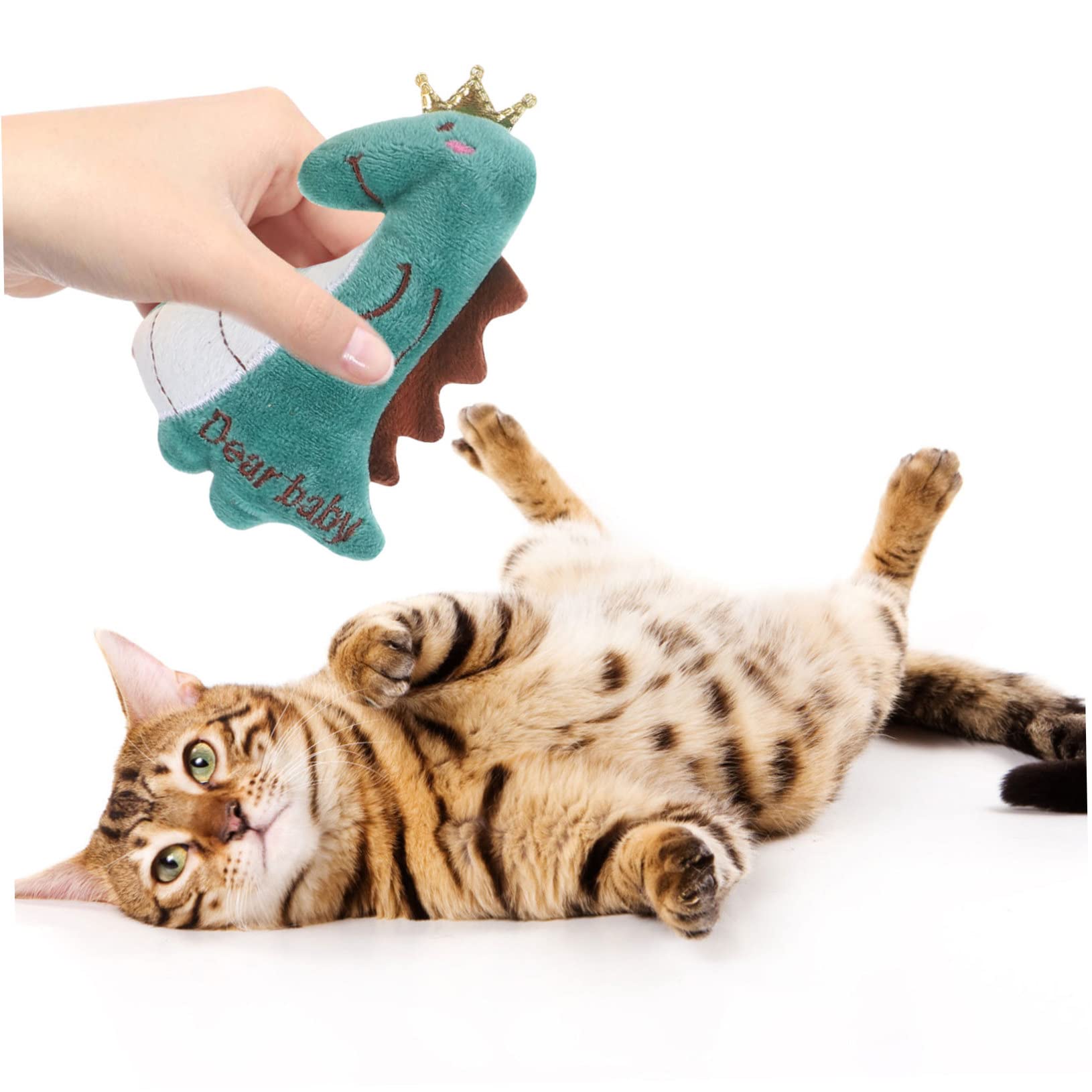 Toddmomy 25pièces Jouets Peluche pour Chat avec Herbe à Chat Jouets Interactifs Peluche pour Chatons Dinosaures Poule Serpent Et Canard