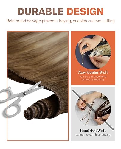 Miniatura 171 de Sunny Hair Extensiones de cabello humano de color marrón para coser, extensiones de cabello humano real, color marrón oscuro, ombré, marrón claro