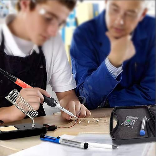 Miniatura 4 de Kit de soldador mejorado, 60 W, con temperatura ajustable, herramienta soldadora con interruptor de encendido/apagado, para reparaciones eléctricas