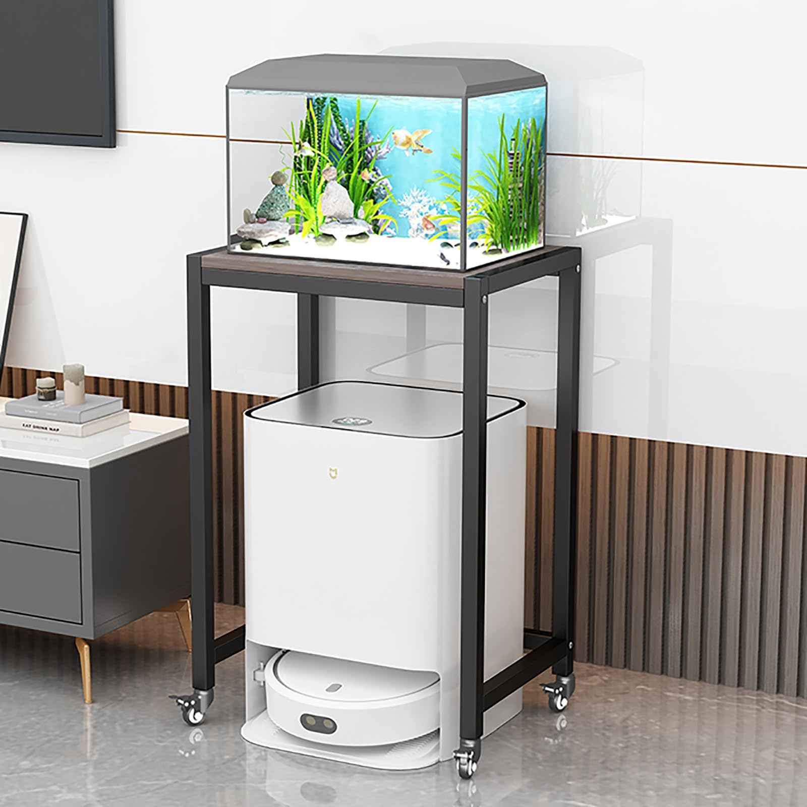 Support aquarium roulettes meuble étagère verticale pour optimiser l'espace
