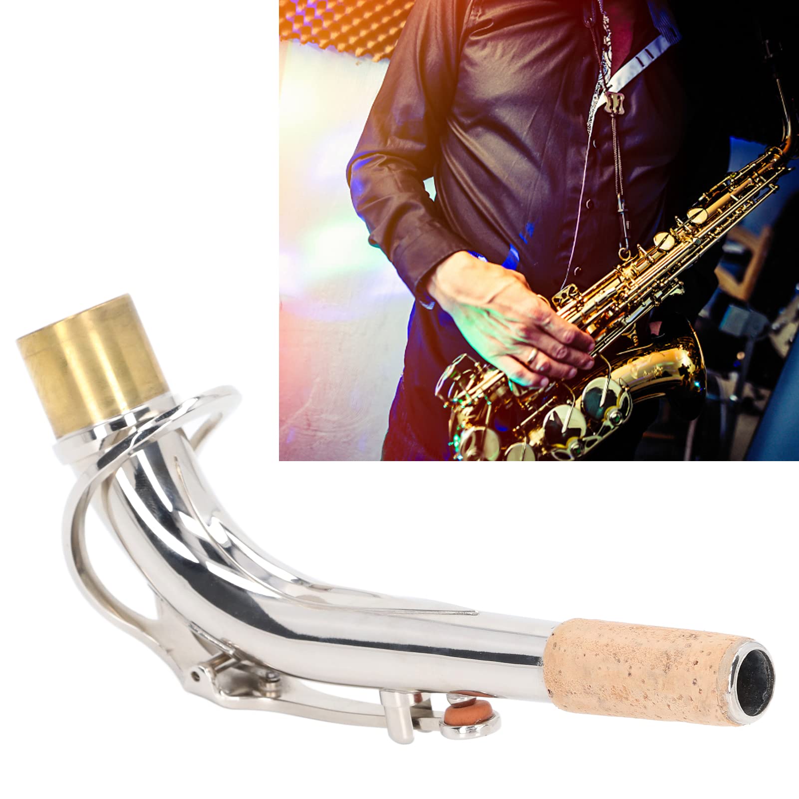 Collo per sassofono contralto, 24, 5 mm argento curva sax collo per giocare Accessori per prestazioni