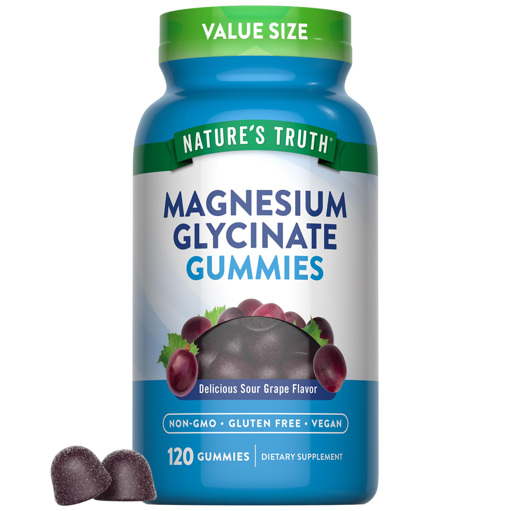 Nature's Truth Magnesium Glycinate Gummies for Adults | 200mg | 120 Count 120 Count (Pack of 1)