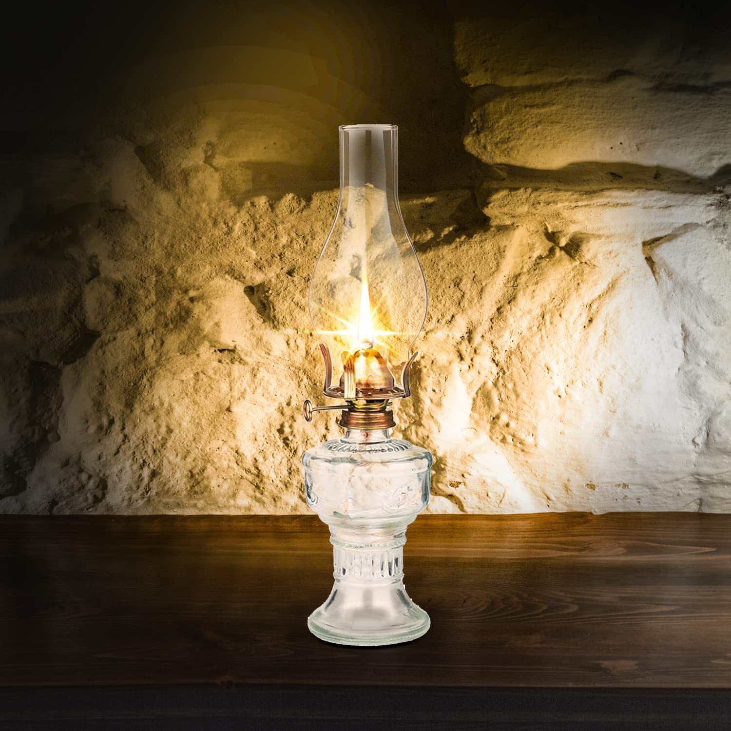Ycxydr Lampada a Cherosene in Vetro da 32 cm Lampada a Olio in Vetro Classico Retro Decorazione della casa Lampada Decorazione di Festa di Nozze Lampada a Olio Grande capacità di Alta qualità