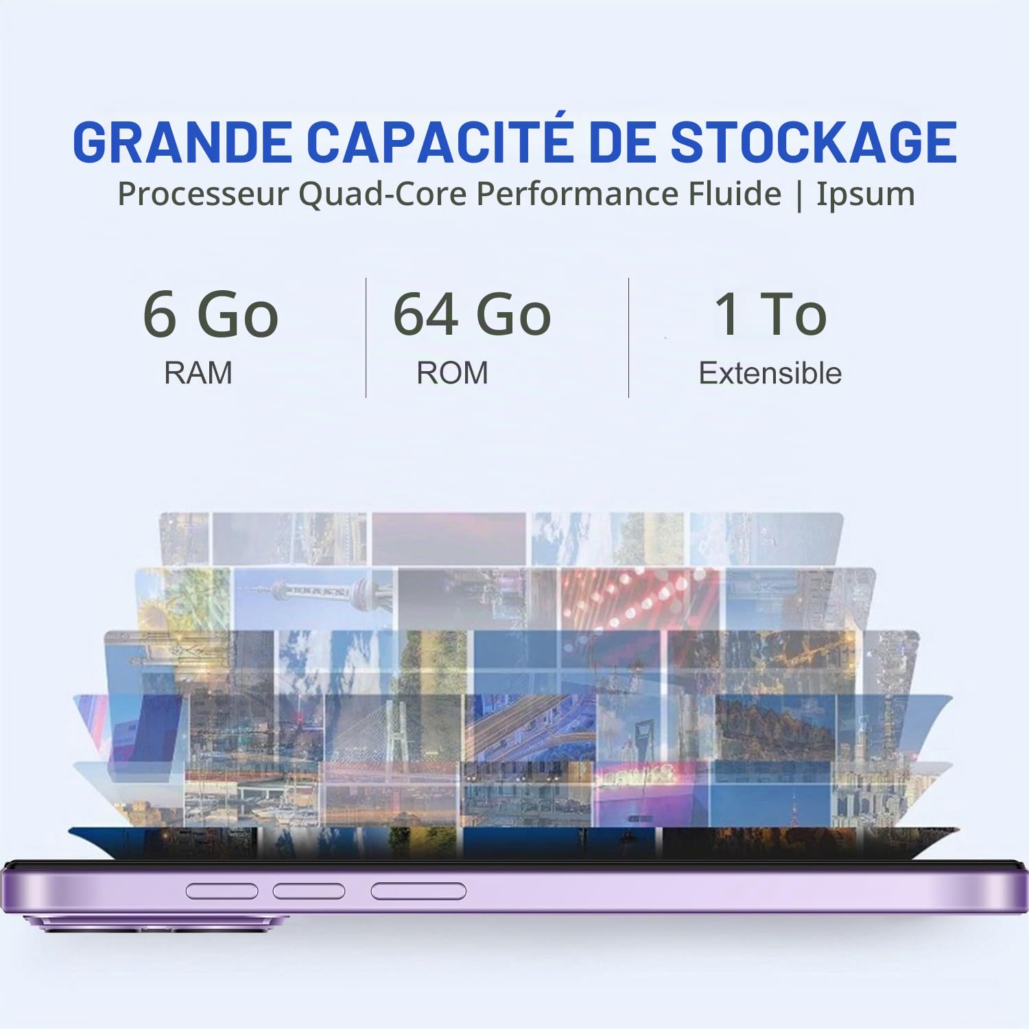 AODOEU Smartphone Pas Cher Android 14, 8 GO+64GO/TF 1TO, Telephone Portable Pas Cher Écran 6,56" HD+, Batterie 6285mAh, 13MP+8MP, Telephone 4G Dual SIM/GPS/Face ID/OTG-Violet