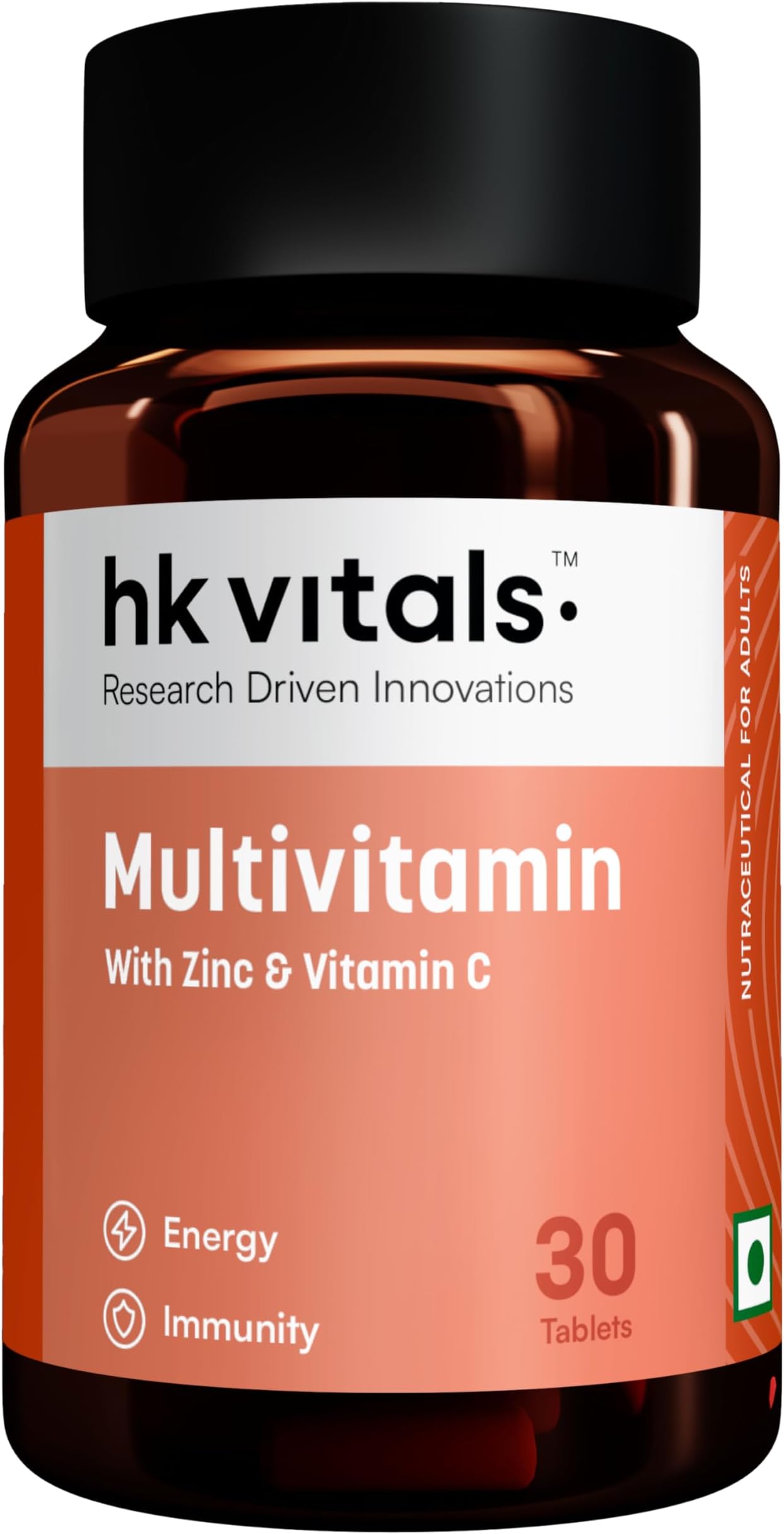 hk vitals Multivitamin For Men and Women (30 Tablets) | With Zinc, Vitamin C, Vitamin D3, Multiminerals & Ginseng Extract