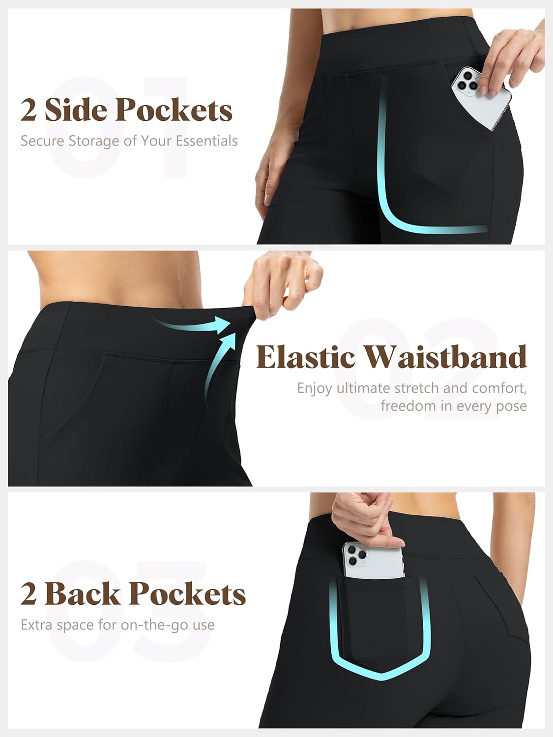 Tapata Petite Womens Wide Leg Yoga Pants 26/28 High Waist Stretch Loose Lounge Sweatpants Dress Work Casual with Pockets - Image 5