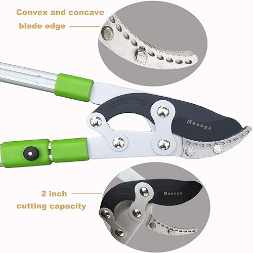 Miniatura 4 de Yunque resistente y podadora de derivación con mango telescópico (26-41 pulgadas), podadora de jardín ajustable de 5 capas, cortador de ramas de 2