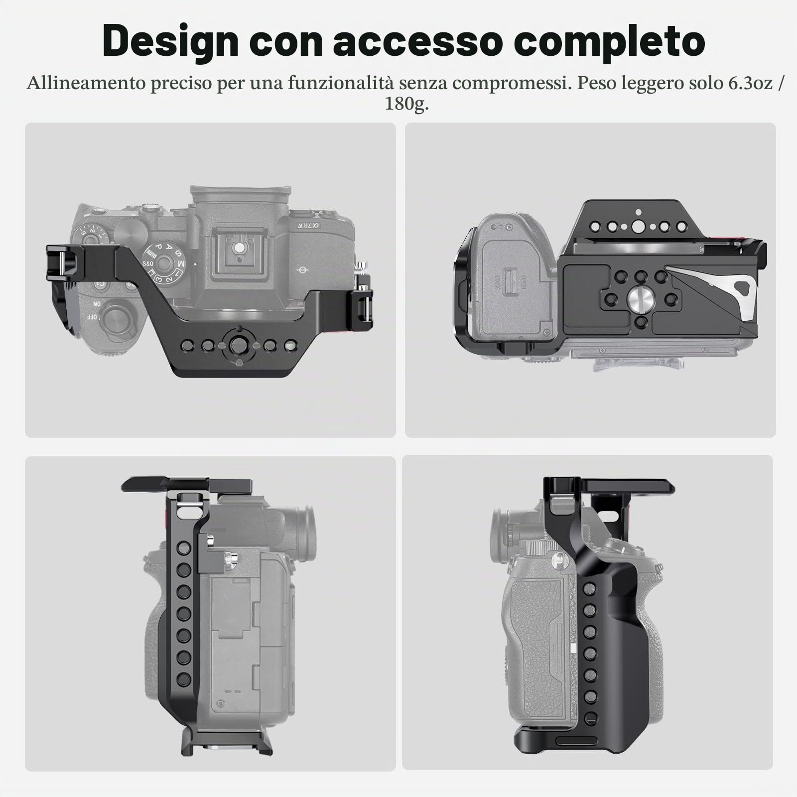 NEEWER A7 IV Gabbia Completa fotocamera Cage Compatibile con Sony Alpha 7R IV/a7 IV/a7S III/a1, Lega di Alluminio con Accesso/Arca Type QR Base Cambio Rapido, Compatibile con DJI Stabilizzatori