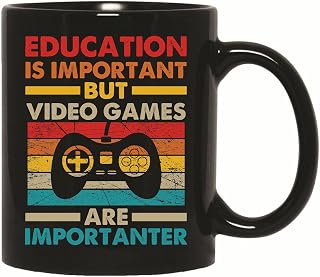 Gift for Education and Video Game Lovers Vintage Distressed Look 11oz 15oz Black Coffee Mug