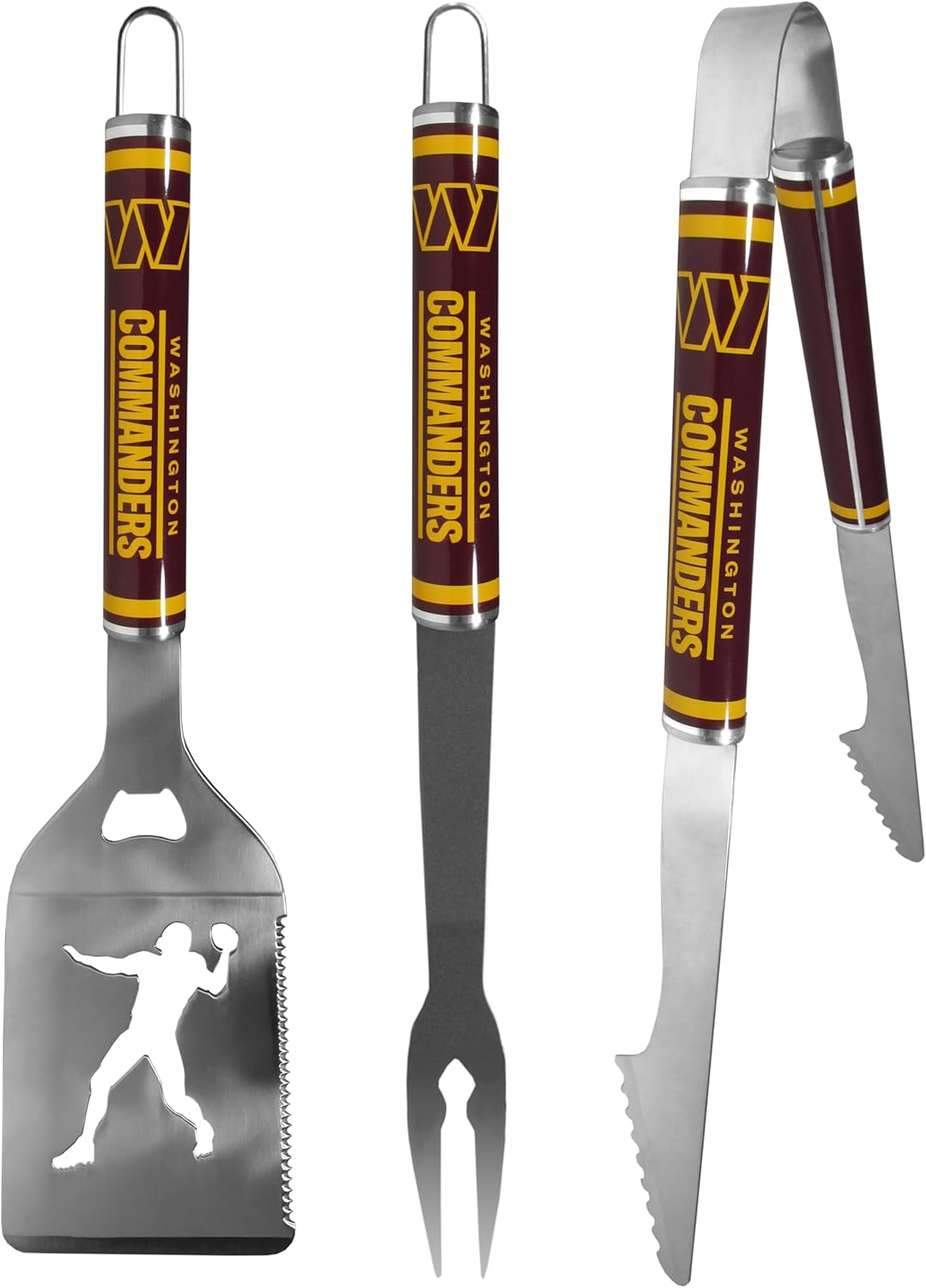 Siskiyou Sports NFL Washington Commanders 3 pc Steel BBQ Tool Set, One Size, Team Colors