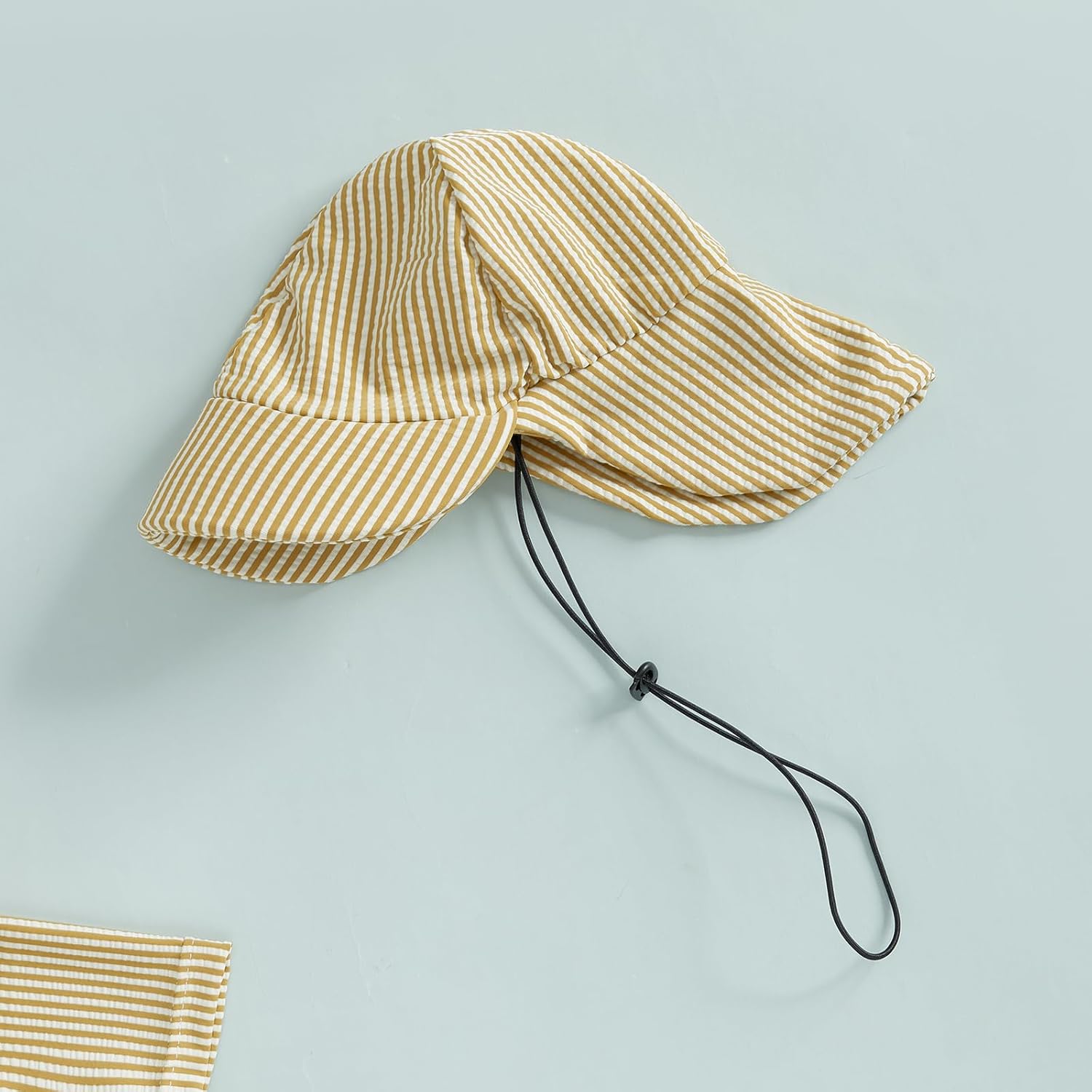 Toddler Baby Boys Seersucker Short Sleeve One Piece Rash Guard Swimsuit Zipper Bathing Suit Swimwear with Hat - Image 5