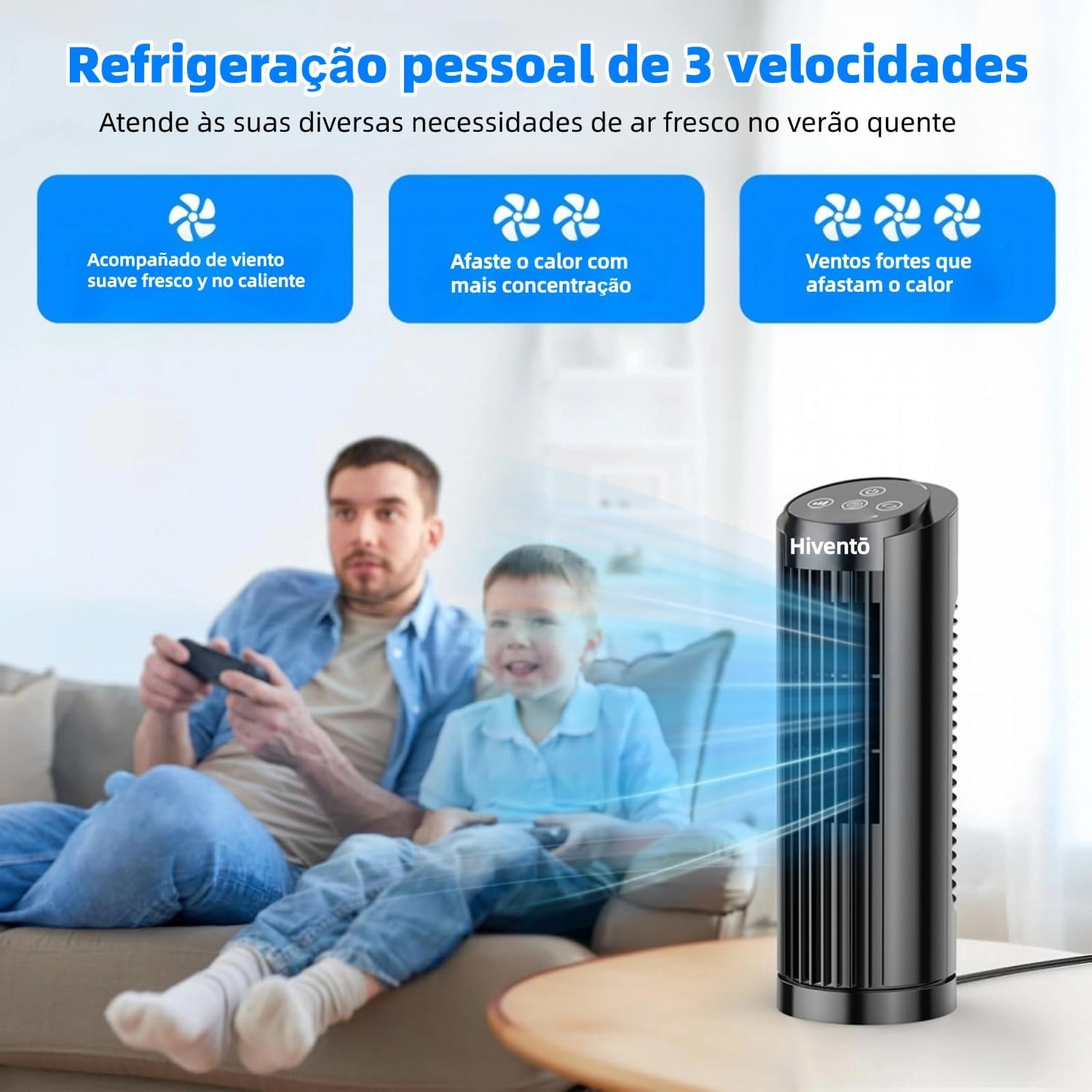 Hivento Ventilador Torre, 3 Velocidades, Oscilação Automática 70°, Controle Remoto e Toque, Temporizador 7,5h, Ventilador de Mesa/Domést Hivento Ventilador Torre, 3 Velocidades, Oscilação Automática 70°, Controle Remoto e Toque, Temporizador 7,5h, Ventilador de Mesa/Domést