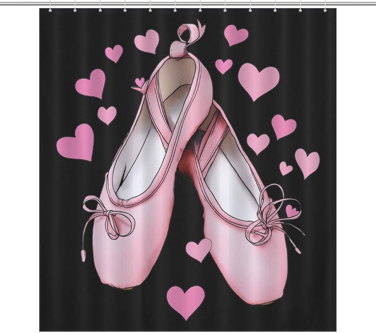 Ballet Shoes Shower Curtain 64.17x70.87Inch（163x180cm） Polyester Bath Curtain Shower Curtains Printed Decorative